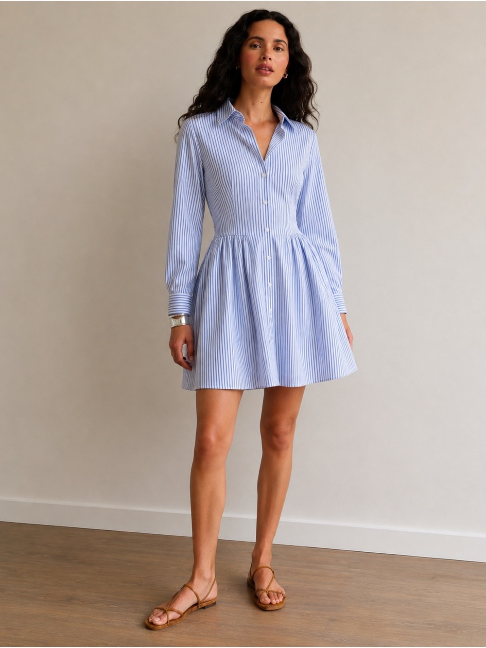 Abercrombie & Fitch Blue Stripe Shirt Dress | Size S | Fit & Flare Button Front